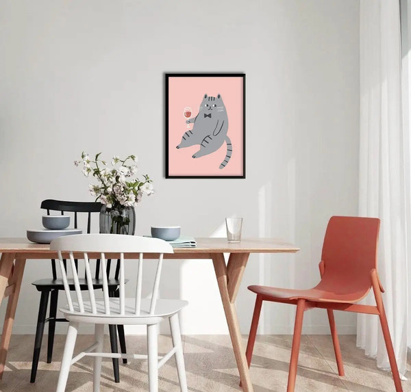 Изображение товара Постер Citydecor Кот с вином 1 (30x40)