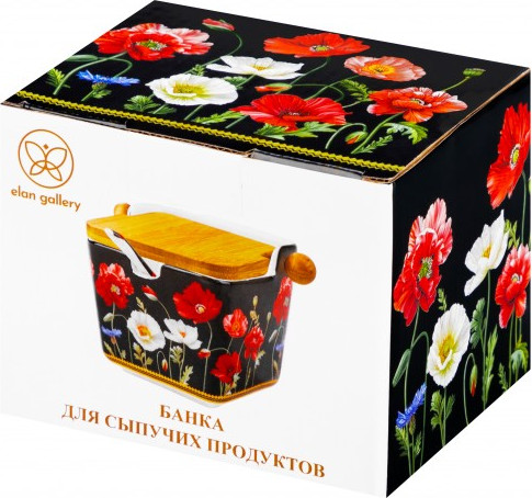 Изображение товара Емкость для хранения Elan Gallery Маки на черном / 420638 