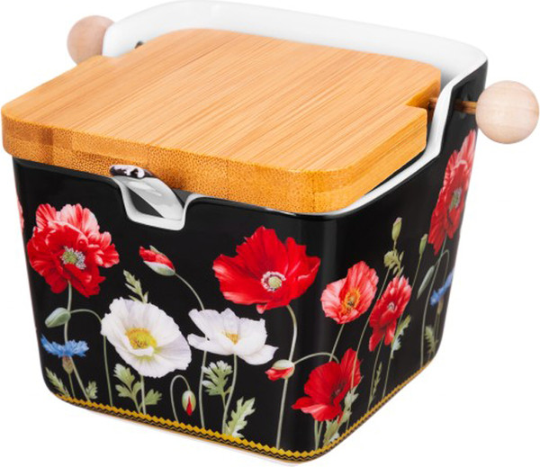 Изображение товара Емкость для хранения Elan Gallery Маки на черном / 420638 