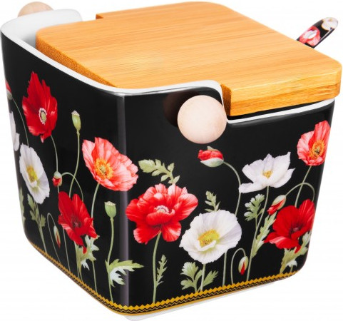 Изображение товара Емкость для хранения Elan Gallery Маки на черном / 420638 