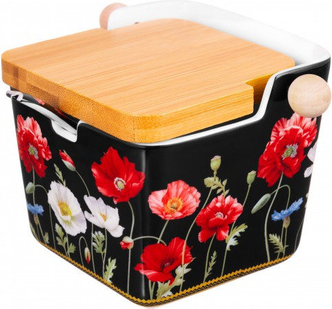 Изображение товара Емкость для хранения Elan Gallery Маки на черном / 420638 