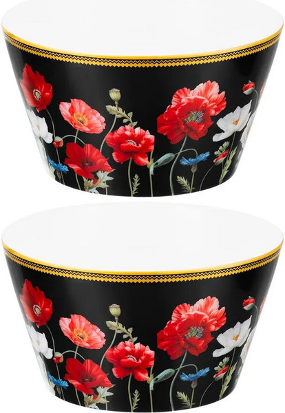 Изображение товара Набор салатников Elan Gallery Маки на черном / 420648