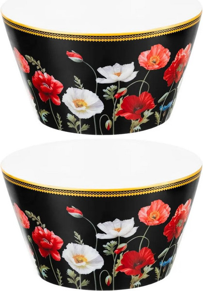 Изображение товара Набор салатников Elan Gallery Маки на черном / 420648