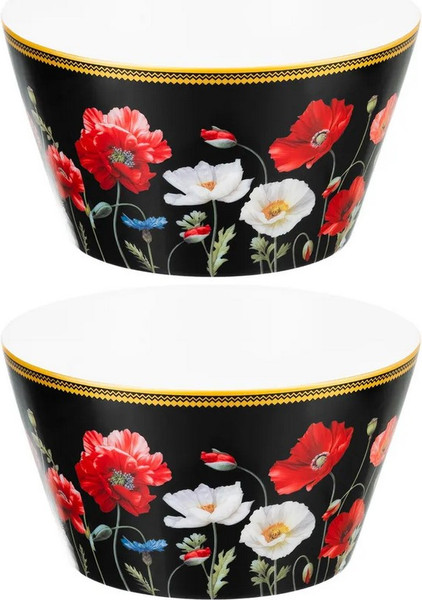 Изображение товара Набор салатников Elan Gallery Маки на черном / 420648