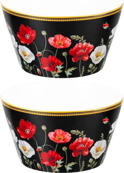 Изображение товара Набор салатников Elan Gallery Маки на черном / 420648