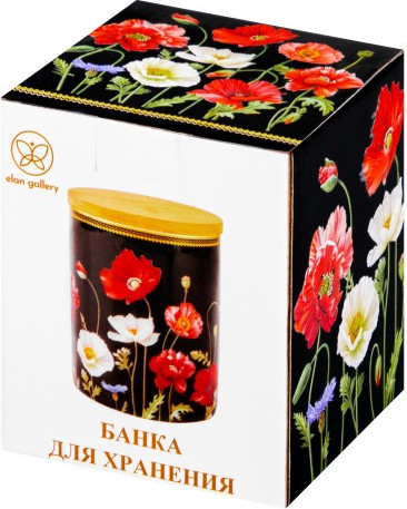 Изображение товара Емкость для хранения Elan Gallery Маки на черном / 420661