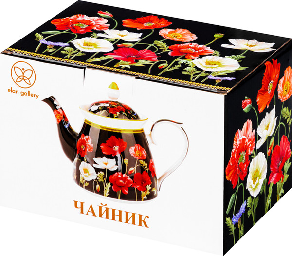Изображение товара Заварочный чайник Elan Gallery Маки на черном / 420666