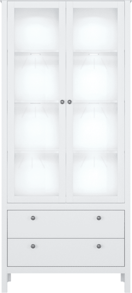 Изображение товара Шкаф с витриной Black Red White Ewa REG2W2S с подсветкой (белый)