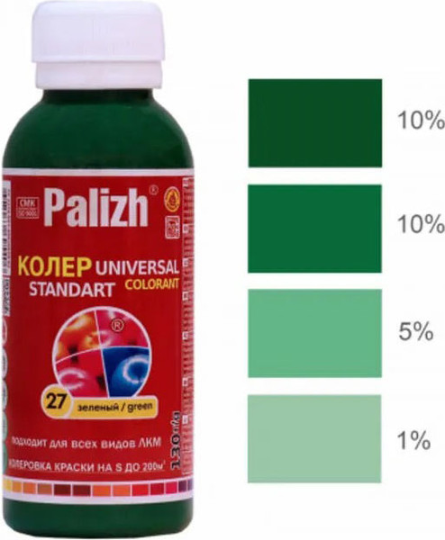 Изображение товара Колеровочная паста Palizh Standart универсальная  (130г, зеленый)