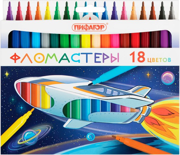 Изображение товара Фломастеры Пифагор Космическая одиссея / 152445 (18цв)