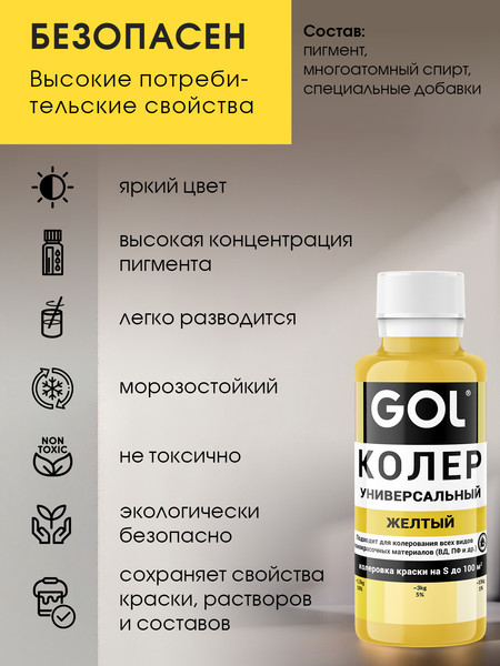 Изображение товара Колеровочная паста GOL №50 (желтый)