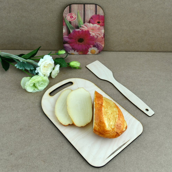 Изображение товара Разделочная доска Мультидом Яркое лето МБ18-393 (с подставкой и лопаткой)