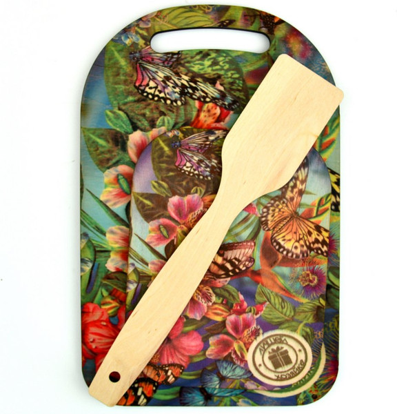 Изображение товара Разделочная доска Мультидом Яркое лето МБ18-393 (с подставкой и лопаткой)