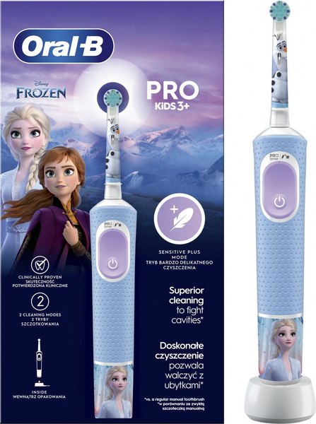 Изображение товара Электрическая зубная щетка Oral-B Vitality Pro Kids Frozen + насадки Frozen 4шт