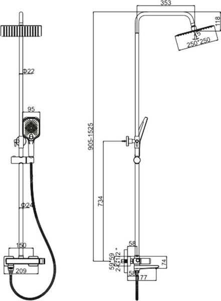 Изображение товара Душевая система со смесителем Ledeme L2473B