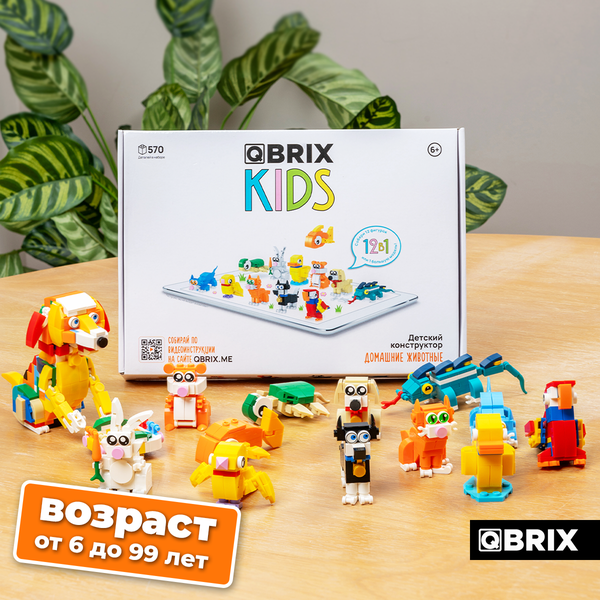 Изображение товара Конструктор QBRIX Kids Домашние животные 12в1 30032