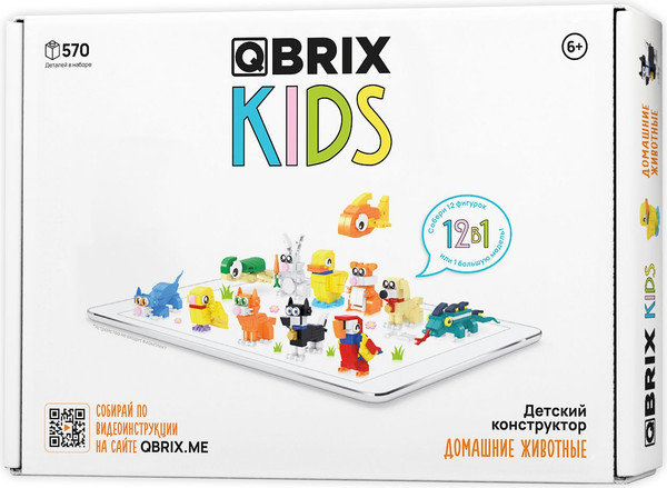 Изображение товара Конструктор QBRIX Kids Домашние животные 12в1 30032