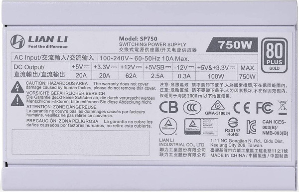 Изображение товара Блок питания для компьютера Lian Li SP750 750W White (G89.SP750W.00EU)
