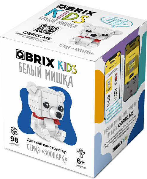 Изображение товара Конструктор QBRIX Kids Зоопарк. Белый мишка 30053