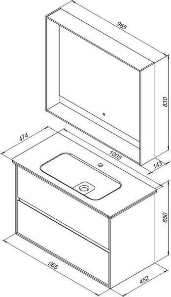 Изображение товара Тумба под умывальник Aquanet Милан 100 / 336375 (дуб рошелье )