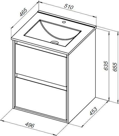 Изображение товара Тумба под умывальник Aquanet Милан 50 / 336371 (дуб рошелье)