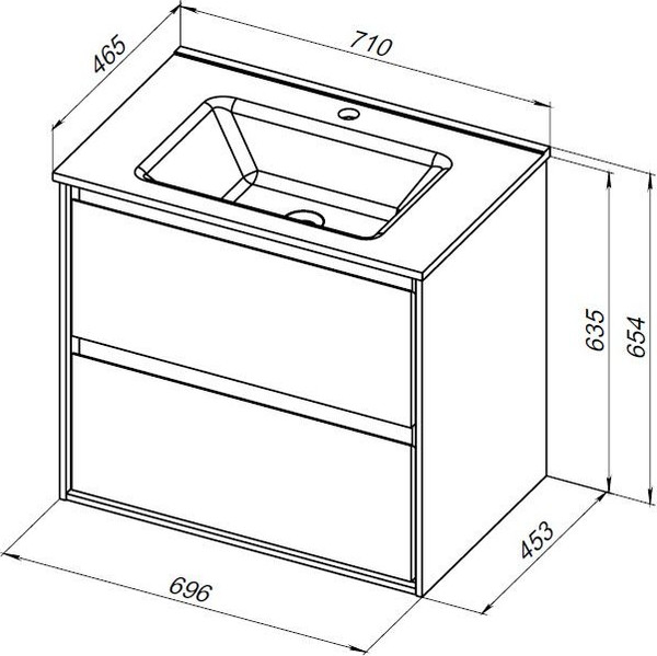 Изображение товара Тумба под умывальник Aquanet Милан 70 / 336373 (дуб рошелье)