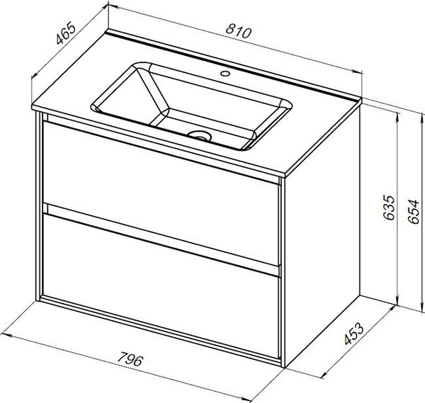 Изображение товара Тумба под умывальник Aquanet Милан 80 / 336374 (дуб рошелье)