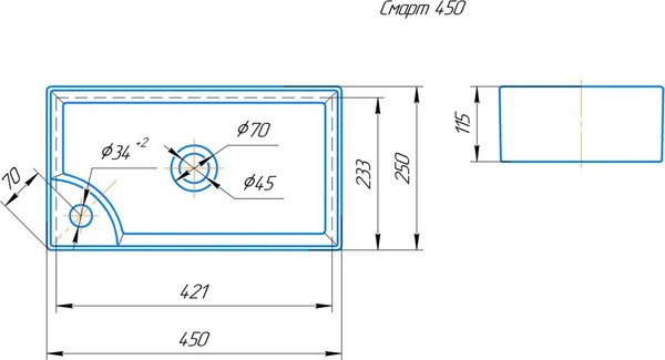 Изображение товара Умывальник Kirovit Смарт 45