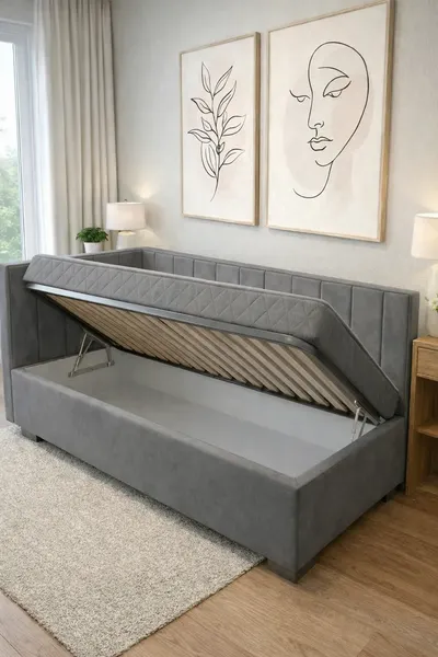 Изображение товара Односпальная кровать Elmax Ровена 90x200  (Glory 21, серый)