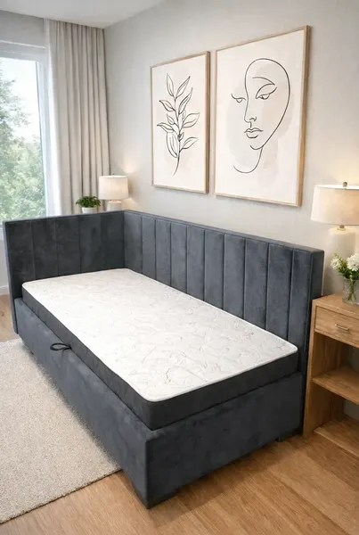 Изображение товара Односпальная кровать Elmax Ровена 100x200  (Glory 23, серый графит)