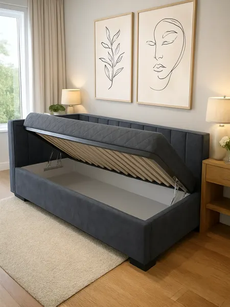 Изображение товара Односпальная кровать Elmax Ровена 100x200  (Glory 23, серый графит)