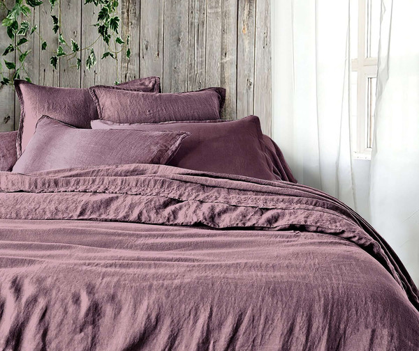 Изображение товара Комплект постельного белья Koenigson №17-1610 Теплый лен Евро простыня на резинке 180x200x30 (Hallon)