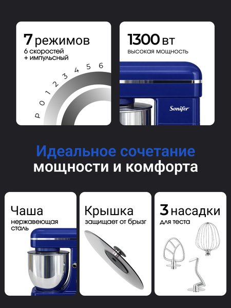 Изображение товара Миксер стационарный Sonifer SF-8065 (синий)