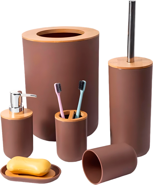 Изображение товара Набор аксессуаров для ванной и туалета Solmax&Home SM99136 (коричневый)