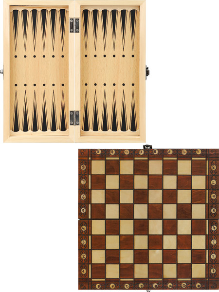 Изображение товара Набор настольных игр No Brand 3в1 Шахматы с магнитом, шашки без магнита, нарды / P00032