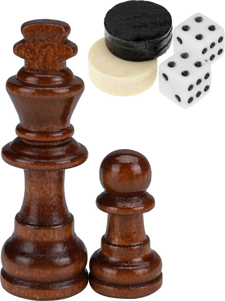 Изображение товара Набор настольных игр No Brand 3в1 Шахматы с магнитом, шашки без магнита, нарды / P00032