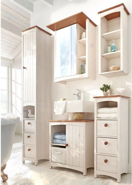 Изображение товара Тумба под умывальник Dipriz Paula Д.1304.1 (белый воск/черри)