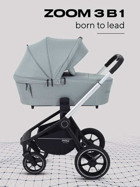 Изображение товара Детская универсальная коляска MOWbaby Zoom PU 3в1 / RA087 (Silver Green Tea)