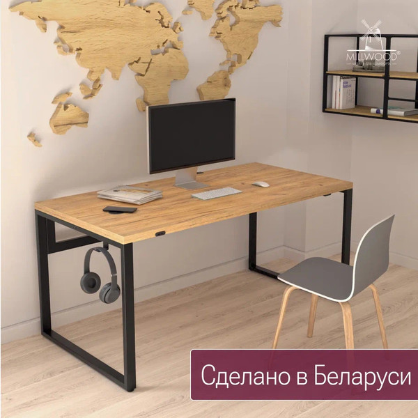 Изображение товара Компьютерный стол Millwood Каир Смарт 160x80x74.2 (дуб золотой Craft/металл черный)