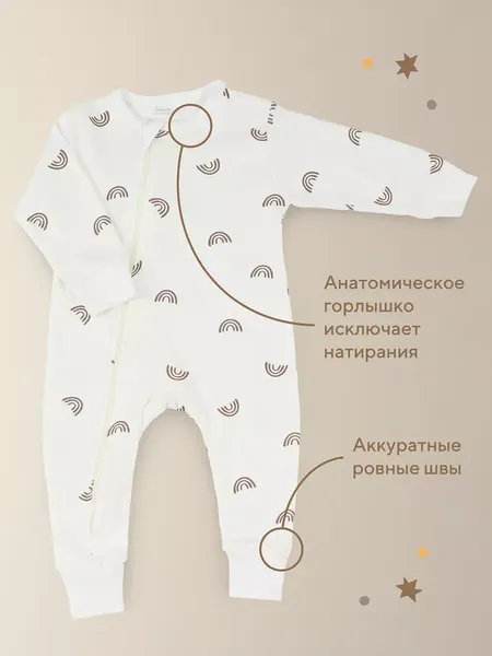 Изображение товара Набор комбинезонов для малышей Rant Funny Basic / 1290 (Milk, р.68)