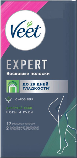 Изображение товара Восковые полоски Veet Expert для сухой кожи (12шт)