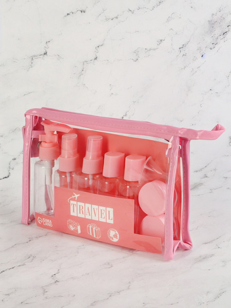 Изображение товара Набор флаконов для косметики Onlytop 7583966 (прозрачный/розовый)