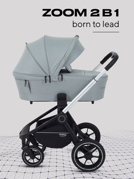 Изображение товара Детская универсальная коляска MOWbaby Zoom PU 2в1 / RA086 (Silver Green Tea)