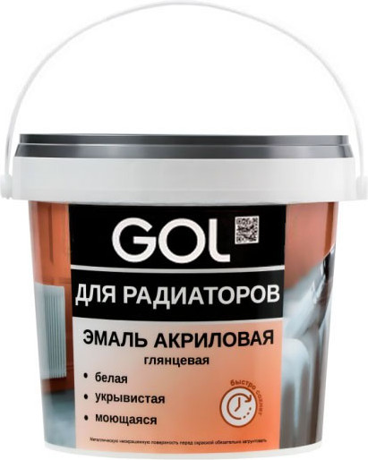 Изображение товара Эмаль GOL Акриловая для радиаторов (900г, белый глянцевый)