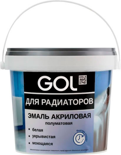 Изображение товара Эмаль GOL Акриловая для радиаторов (900г, белый полуматовый)