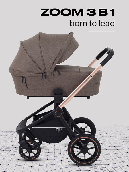 Изображение товара Детская универсальная коляска MOWbaby Zoom PU 3в1 / RA087 (Gold Cacao Brown)