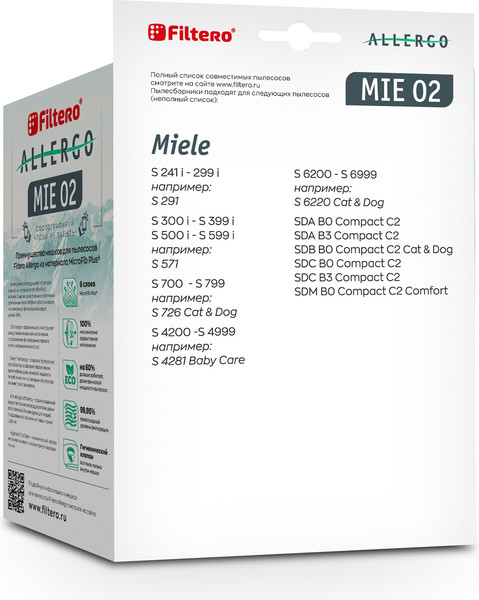 Изображение товара Комплект расходных материалов для пылесоса Filtero Filtero MIE 02 Allergo (4шт)