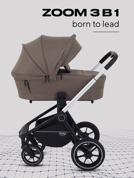 Изображение товара Детская универсальная коляска MOWbaby Zoom PU 3в1 / RA087 (Silver Cacao Brown)