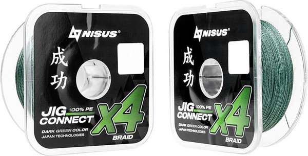 Изображение товара Леска плетеная Nisus Jig Connect X4 PE Dark Green 0.25 0.08mm / T-N-JC-X4-0.08-150-DG (150м)
