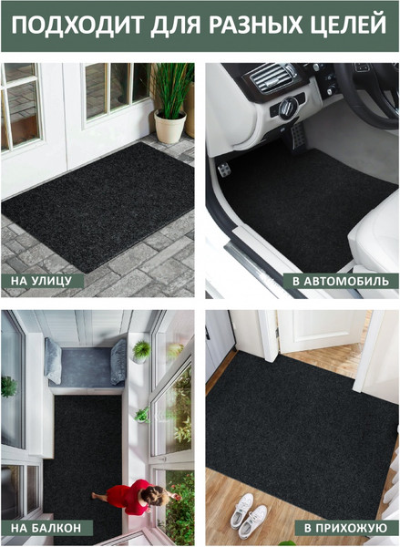 Изображение товара Коврик грязезащитный Shahintex Icarpet Практик антискользящий 60x90 / 845804 (черный гранит 03)